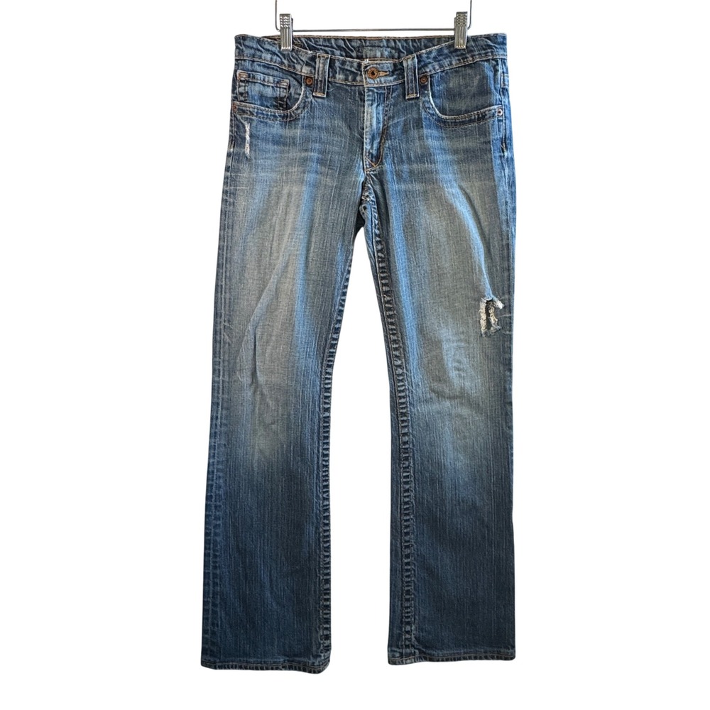 Big Star Casey Bootcut Jeans Medium Wash Distressed Denim Low‎ Rise Size 30L USA